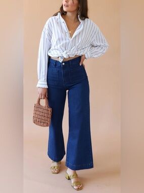 Rollas Jeans High Rise Wide Leg Sailor Jean Brigitte Blue Wash size 25